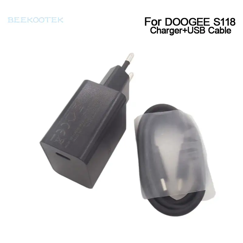 شاحن DOOGEE S118 الأصلي الجديد مع محول شحن رسمي وكابل USB Type-C لخط البيانات وإكسسوارات لهاتف DOOGEE S118 الذكي