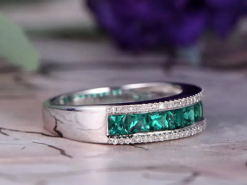 Najnowszy prosty pierścionek ze srebra próby 925 dla kobiet Klasyczny zielony biały CZ Austriacki pierścionek zaręczynowy S925 Plata Color Jewelry Lover — zdjęcie 5