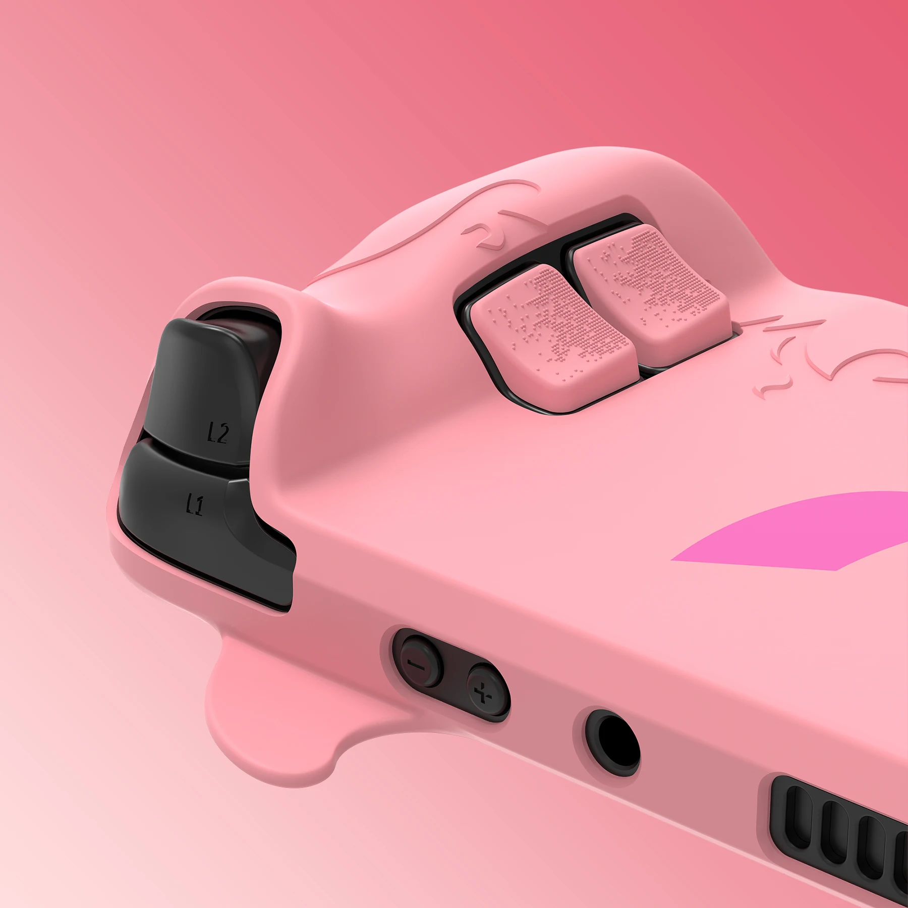 حافظة PlayVital الوردية الواقية لسطح البخار OLED وLCD - تصميم Kawaii Cute Demon، غطاء مضاد للانزلاق ومقاوم للصدمات