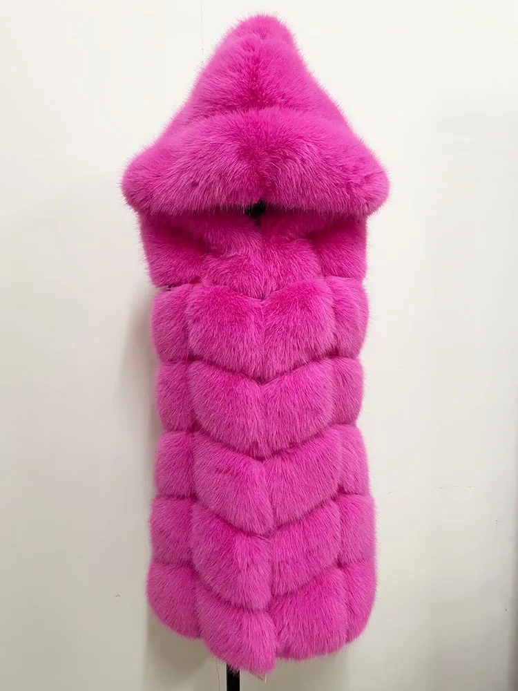 Zadorin-女性用の模造毛皮のコート,フード付きの冬のフェイクファーコート,ジッパー付きのノースリーブジャケット