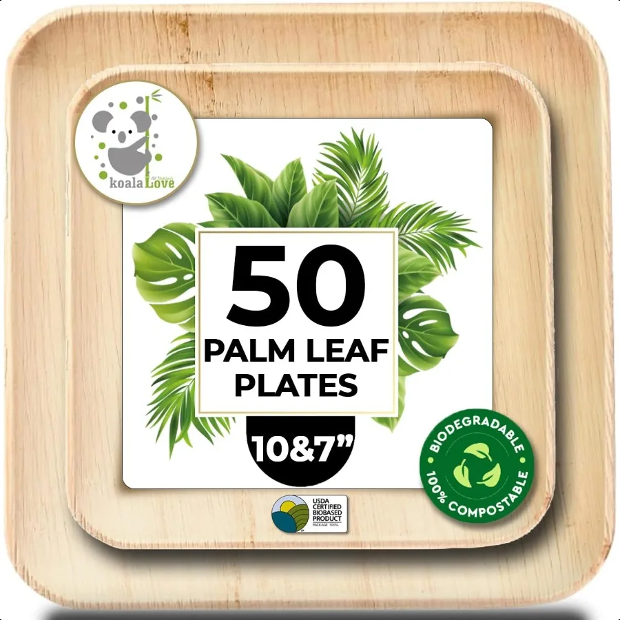 

Palm Leaf Plate Bamboo Paper Plates 10 Inch 7 Inch Bulk Party Pack Eco Compostable Biodegradable Wooden Plate Best Alternative