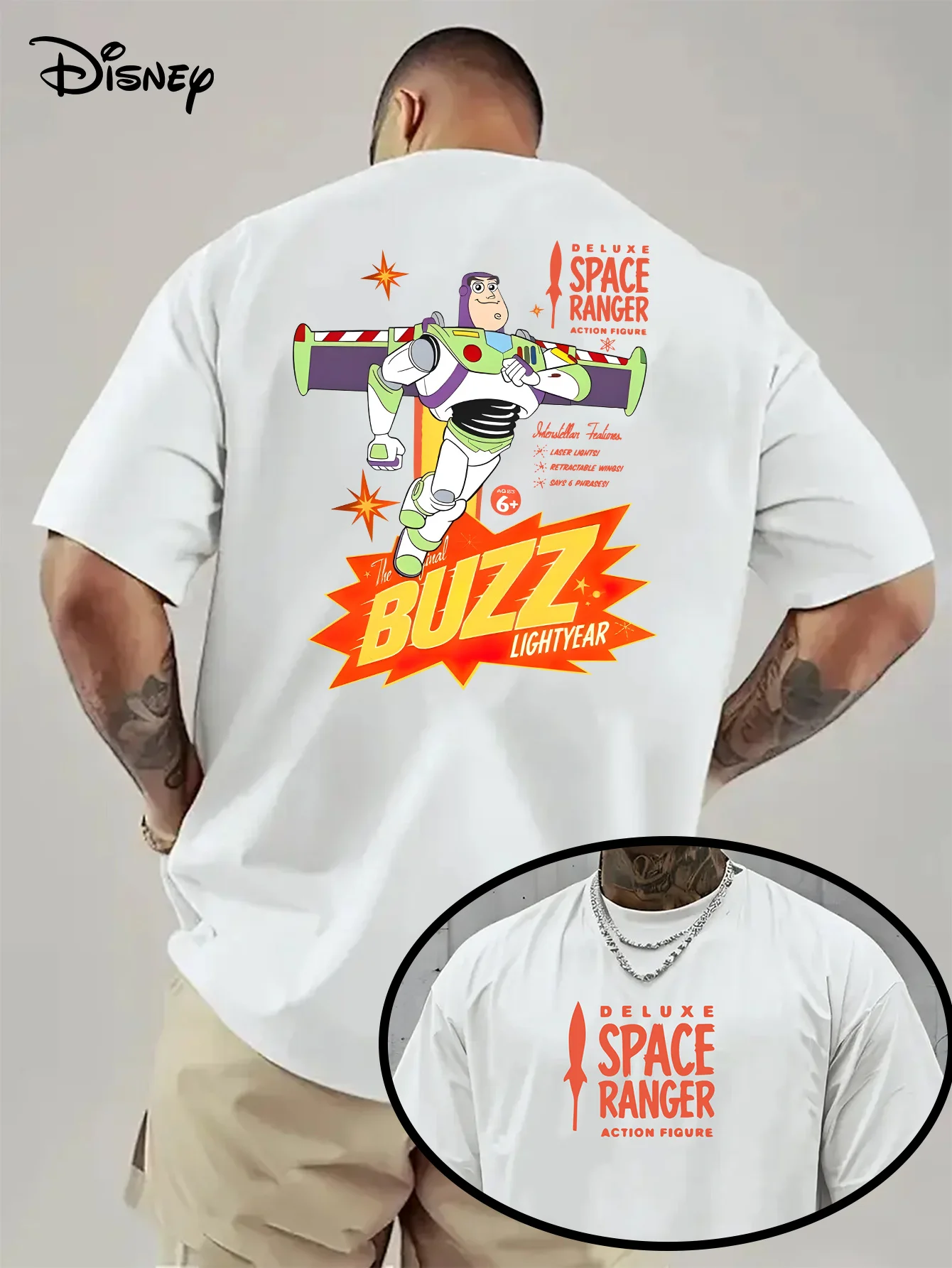 

Мужская повседневная футболка с короткими рукавами и круглым вырезом Disney Buzz Astral Toy Story, летняя футболка с мультяшным дизайном Buzz Astral и Alien