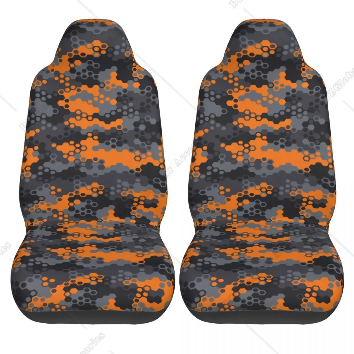 Pomarańczowy kamuflaż Camo Abstract Art Pokrowce na fotele samochodowe Para 2, pokrowce na przednie fotele Ochraniacz na fotel samochodowy Akcesoria samochodowe — zdjęcie 3