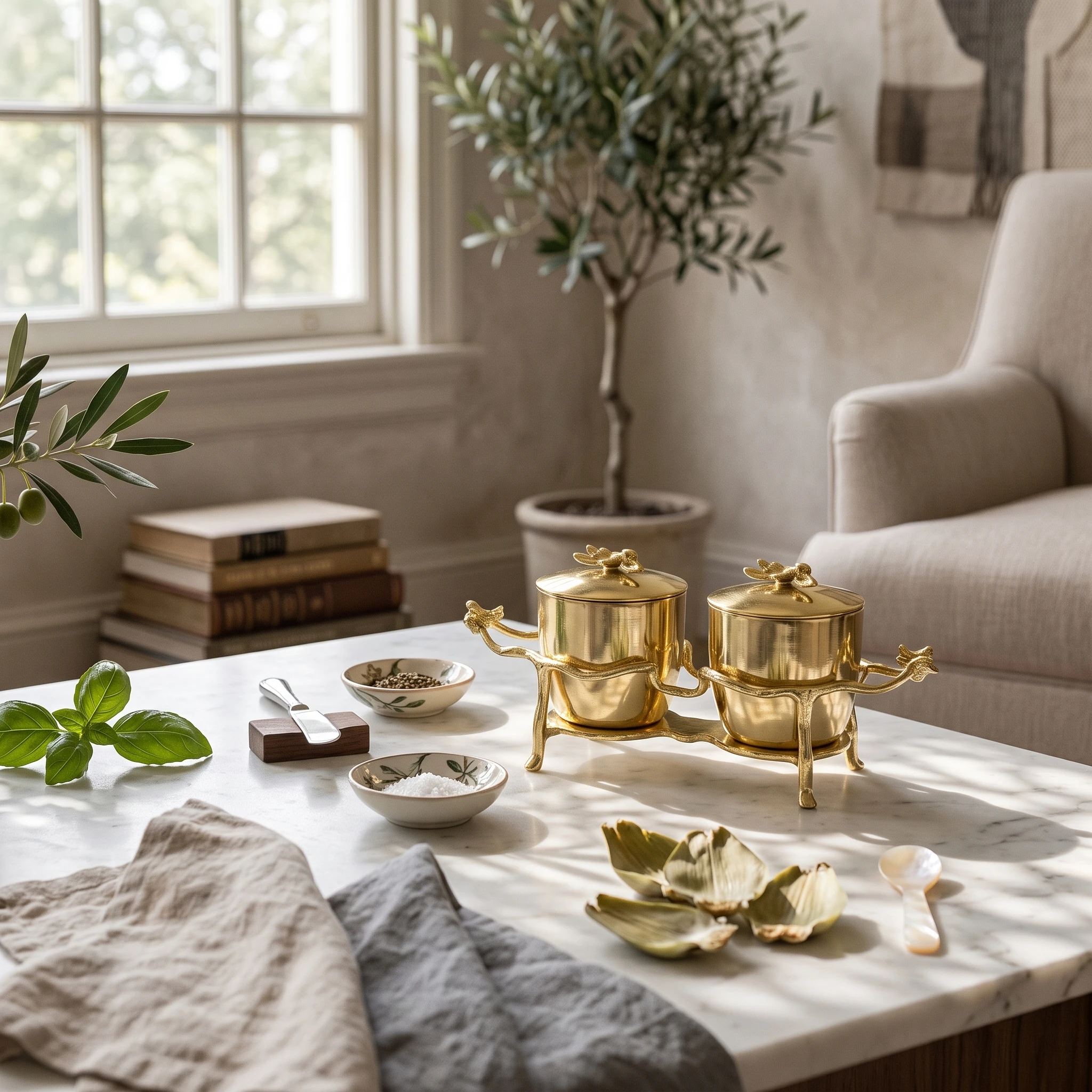 Condiment Jar with Stand Gold-Tone Condiment Jars with Cover Cruet Set Sturdy Containers Anti-Corrosive for Hosts, Dining Table