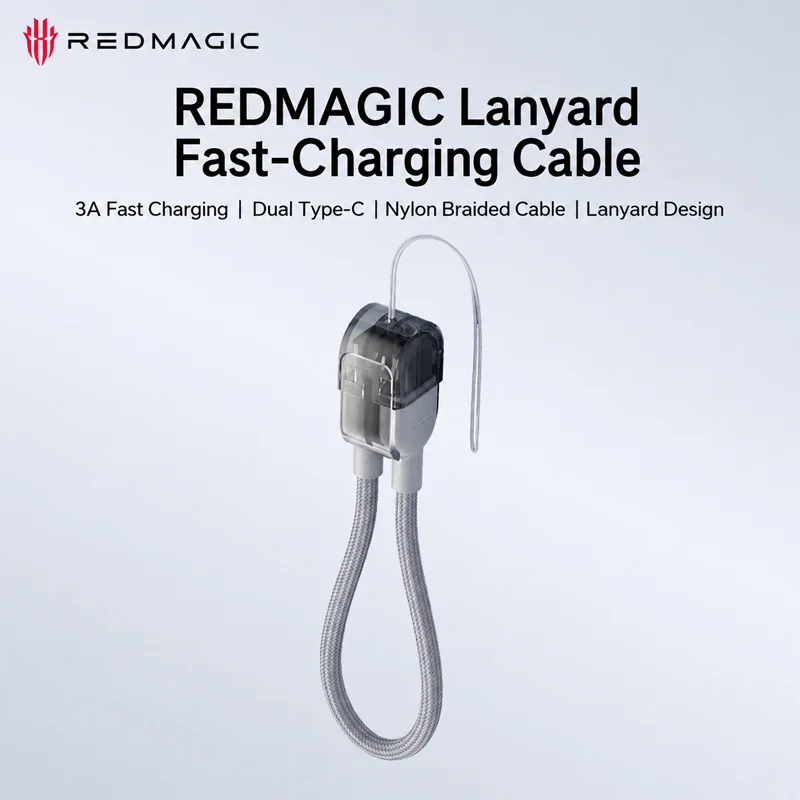 REDMAGIC 3A USB C to USB C Lanyard Fast Charging Cable 15cm Nylon Braided Portable Type C Charging Cord for Power Bank and Phone
