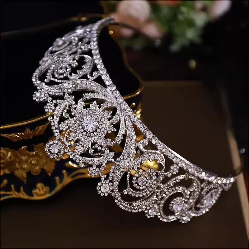 Baroque Princess Queen Cubic Zircon Bridal Crown Headwear Crystal Tiaras For Women Wedding Crowns Hair Dress Accessories Jewelry view 3