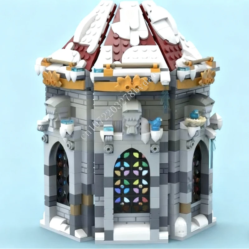4017 Uds. Catedral de pueblo de invierno MOC vista de calle creativa modelo de bloques de construcción arquitectura DIY juguetes de modelos educativos de ensamblaje