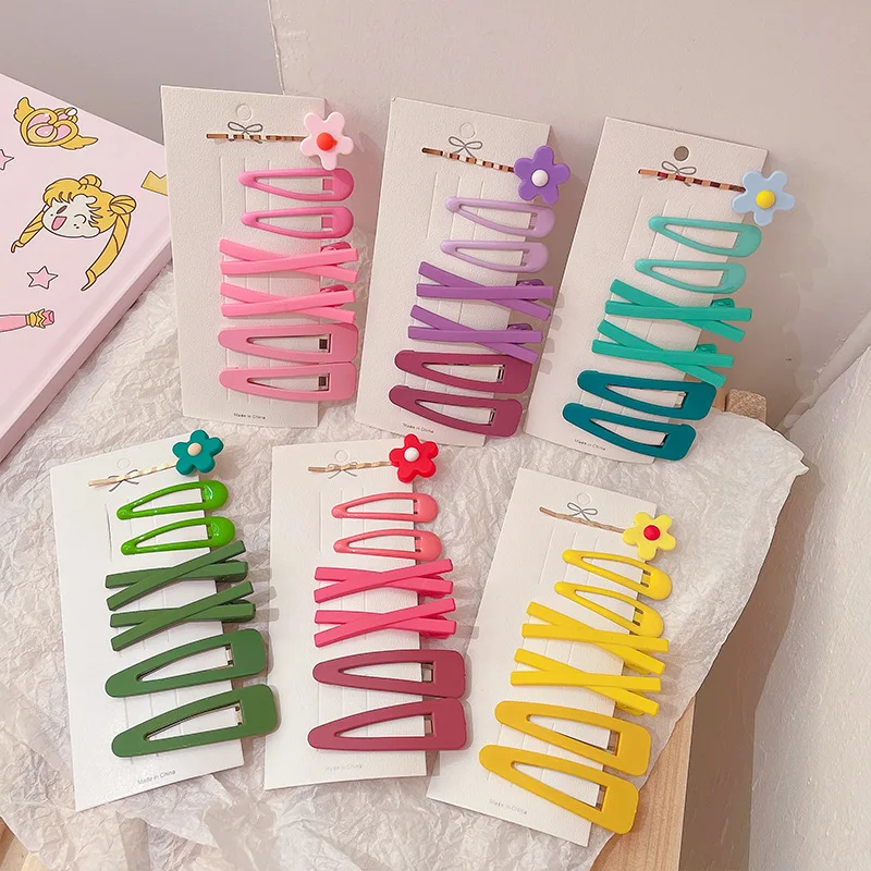 7Pcs Hair Clips for Women Korean Flower Cute Bangs Hairpins Colourful Frosted BB Clip Girl Barrettes Hair Accessories Set