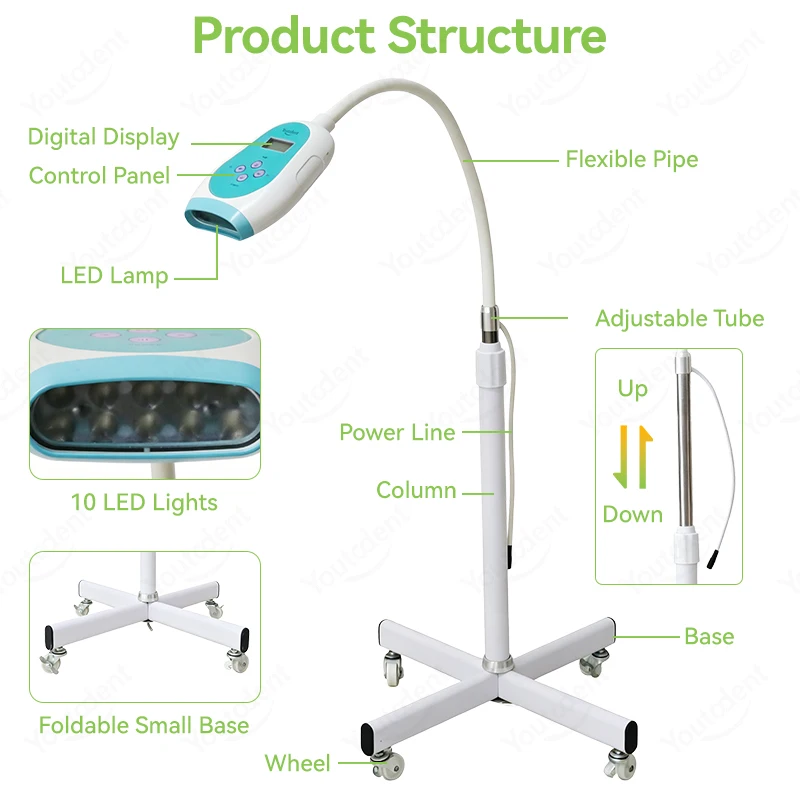50W Dental Touch Screen 3 Color Teeth Whitening Machine Cold Light Lamp Bleaching Accelerator Device 10 LED Light Dentistry Tool