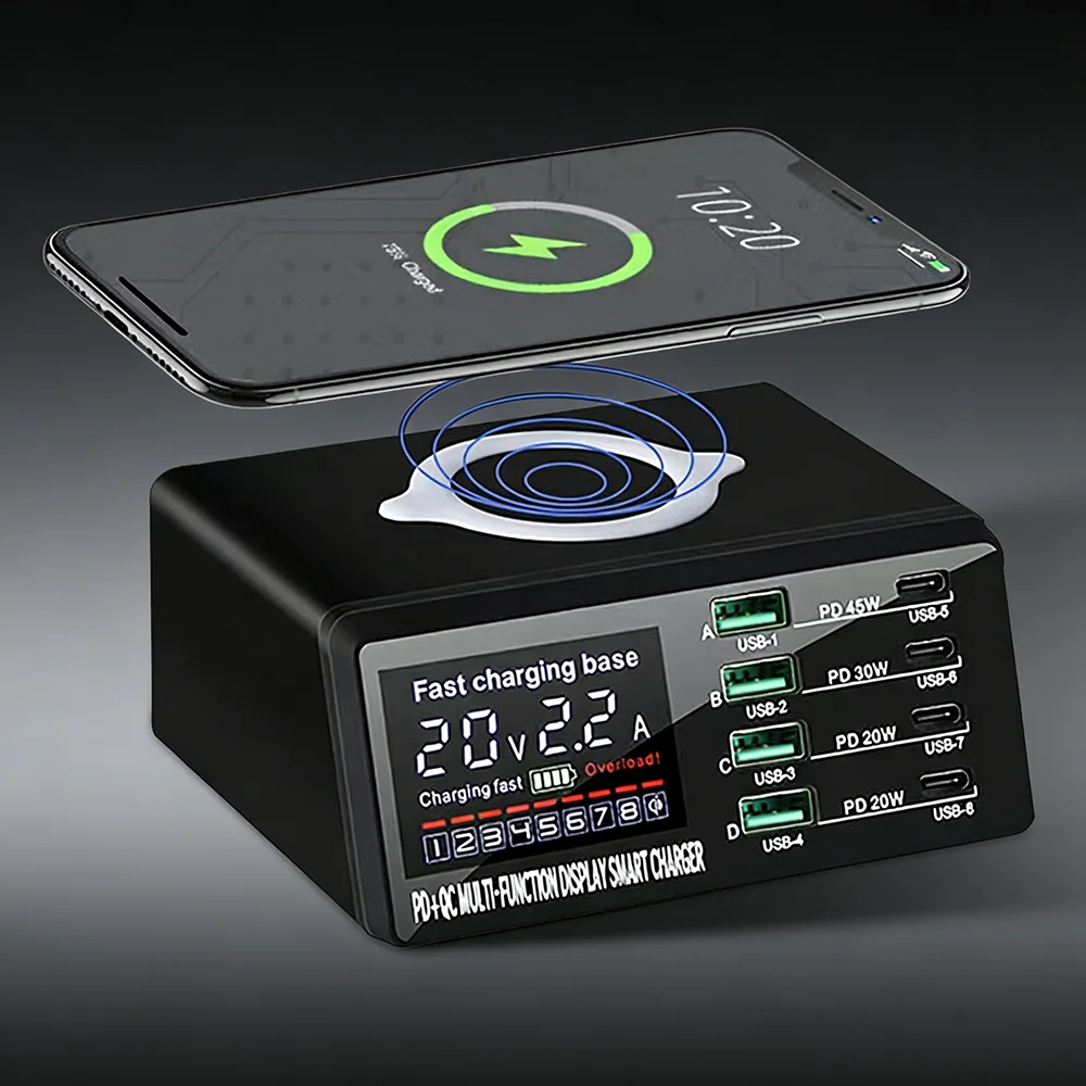 Multi-Port Quick Charge USB Charger Wireless Phone Charger USB C PD Fast Charger for iPhone Huawei Samsung Xiaomi European Plug