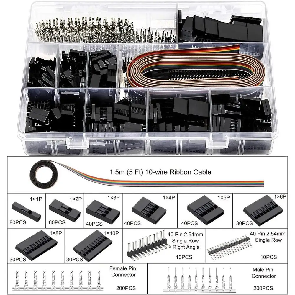 Ratcheting Crimper Plier Kit with 460pcs JST-XH Connectors DIY Electronics Tool Set High Quality Alloy Steel AWG26-18 XH 2.54mm