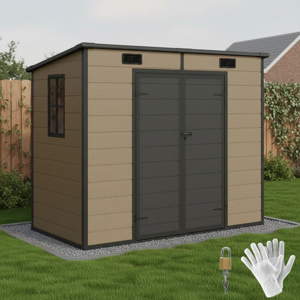 8x4 Resin Storage Shed Floor Window Lock Door Vents Garden Backyard Patio, Custom
