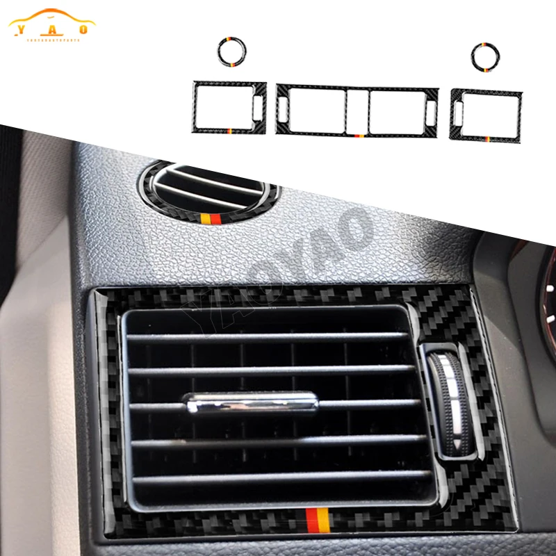 

For Mercedes Benz C Class W204 2007 - 2013 Carbon Fiber Dashboard Panel Side Air Condition Air Vent Outlet Cover Sticker Trim