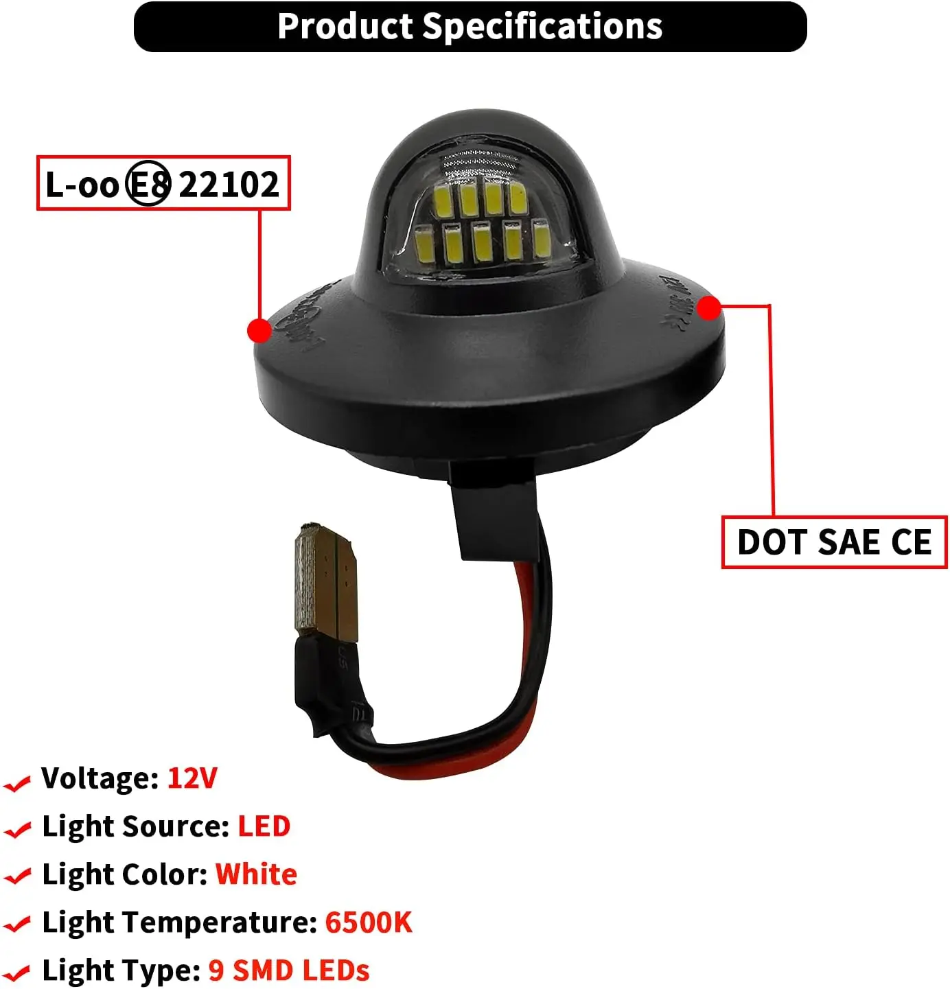 LED License Plate Light Tag Lamp Assembly Compatible with Ford F150 F250 F350 F450 F550 Super Duty Explorer Expedition Ranger