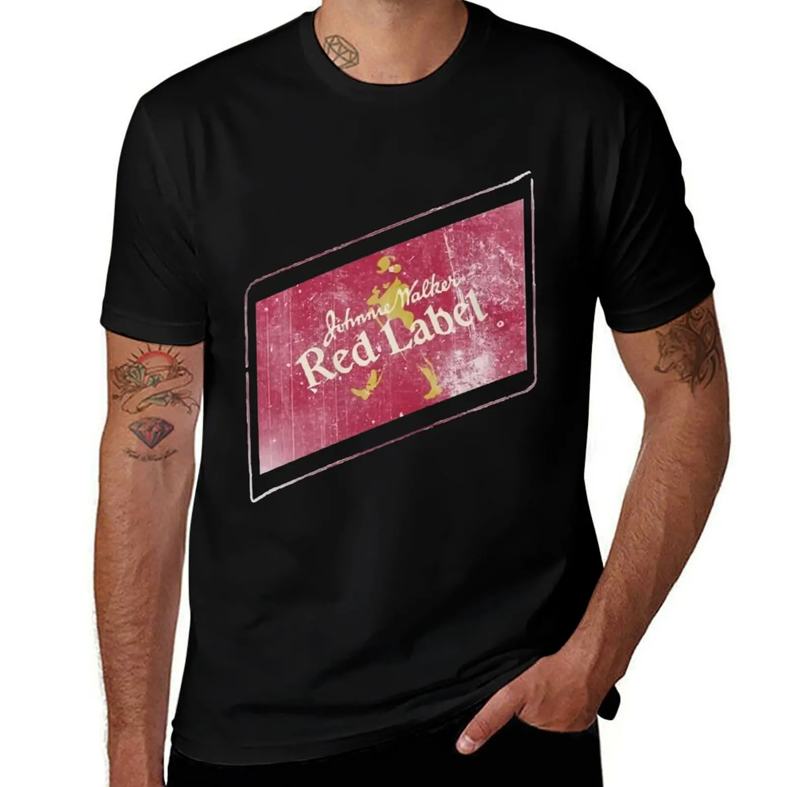 Мужские рубашки Футболка из хлопка с этикеткой Белая Джонни повседневная мужская рубашка для винтажных красных рубашек темная забавная футболка с юмором t Walker