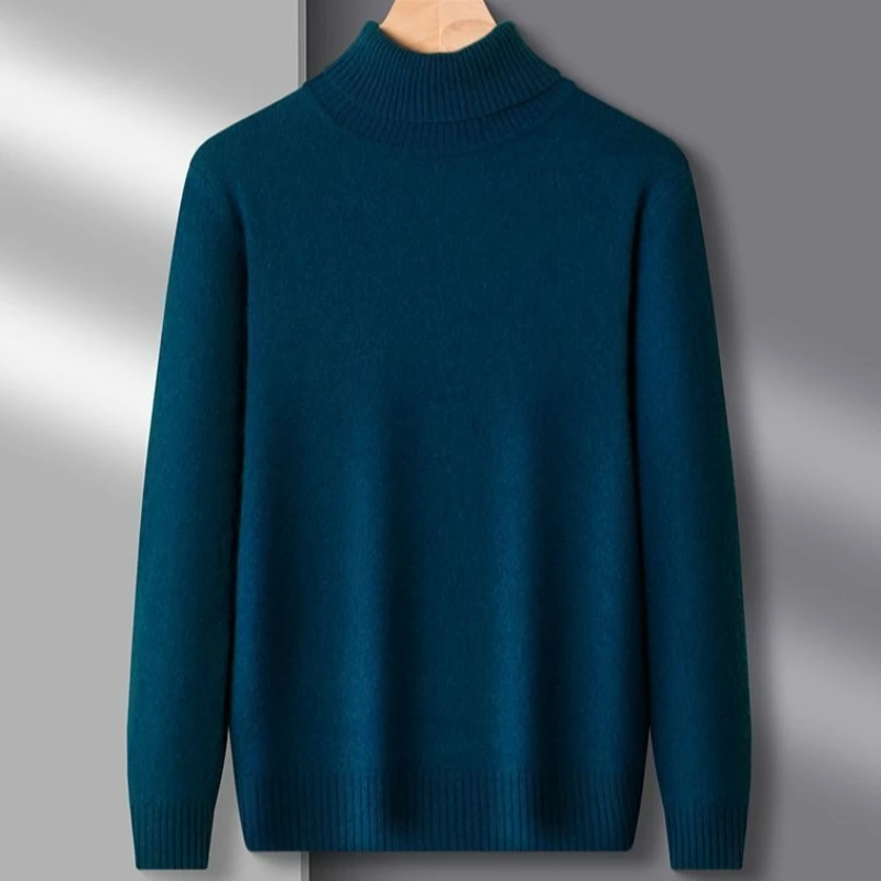 Winter Men 100% Knitted Sweater Thick Warm Half Turtleneck Pullover High Quality Base Layer Knitwear Thermal Jumper