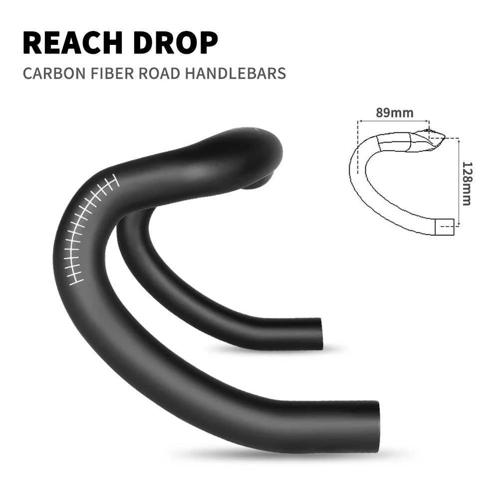 TOSEEK Road Bicycle Carbon Handlebar Reduce Resistance Bent Bar Strengthen Bike Parts 400/420/440mm External Routing Black Matte