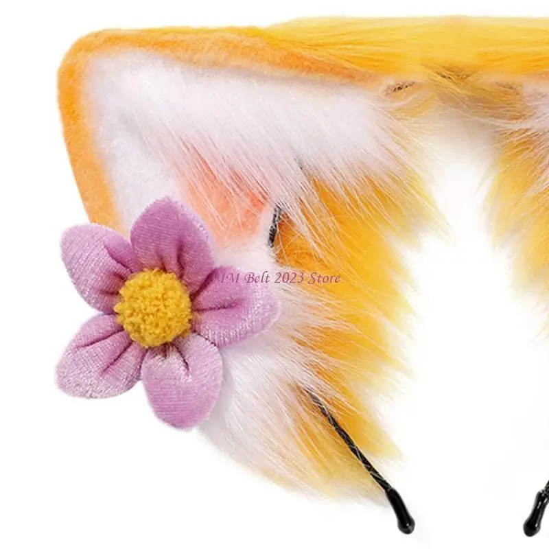 49ME Niedlicher Fuchs Linabell Ohrform Haarband Damen Stirnband Live-Übertragung