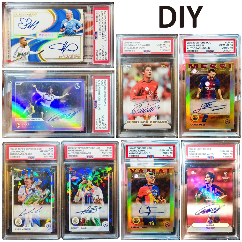 Tarjetas Coleccionables de Fútbol DIY Hechas a Mano con Calificaciones de Cristiano Ronaldo, Messi, Haaland, Kaka, Mbappé, Modric, Yamal, Regalo Navideño para Niños