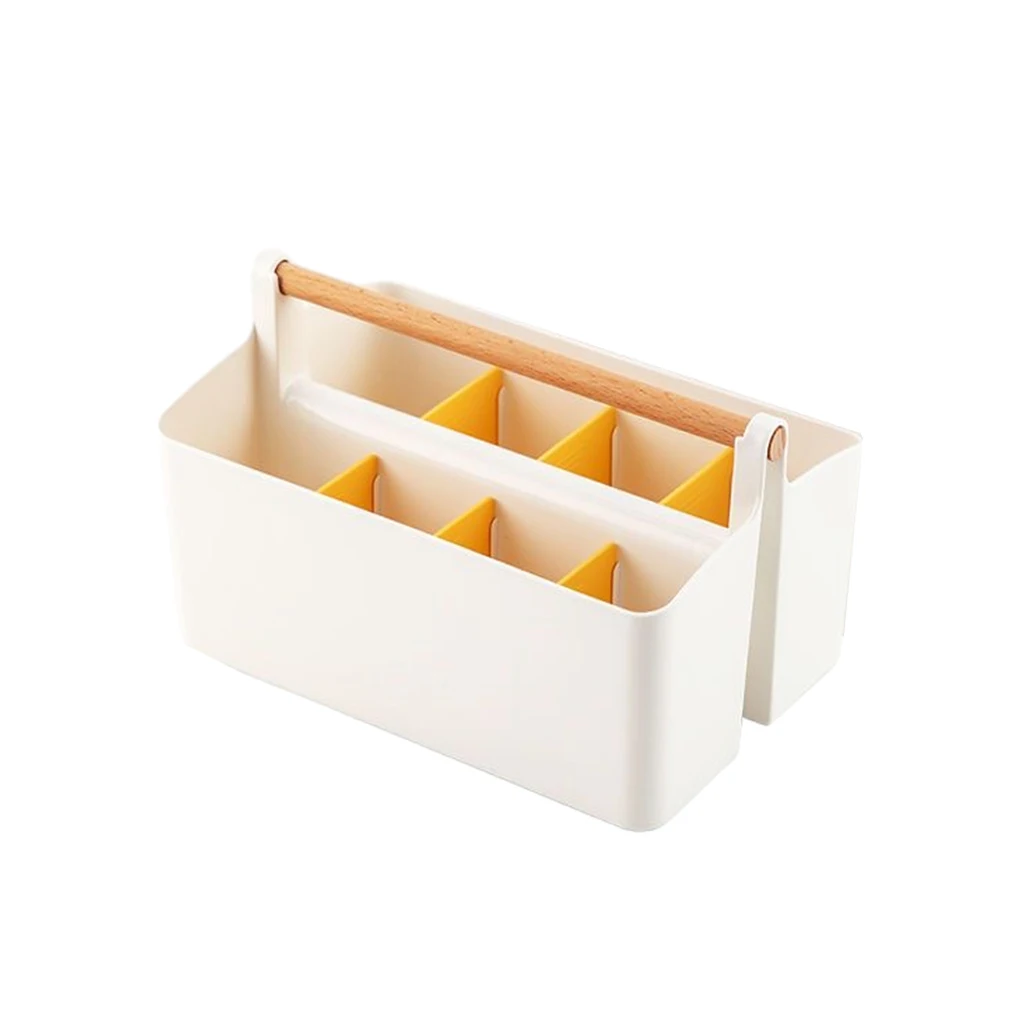 

ABS Makeup Storage Holder Large Capacity Lifting Handle Multi Grid Solid Color Modern Drawing Pen Stationery Organizer