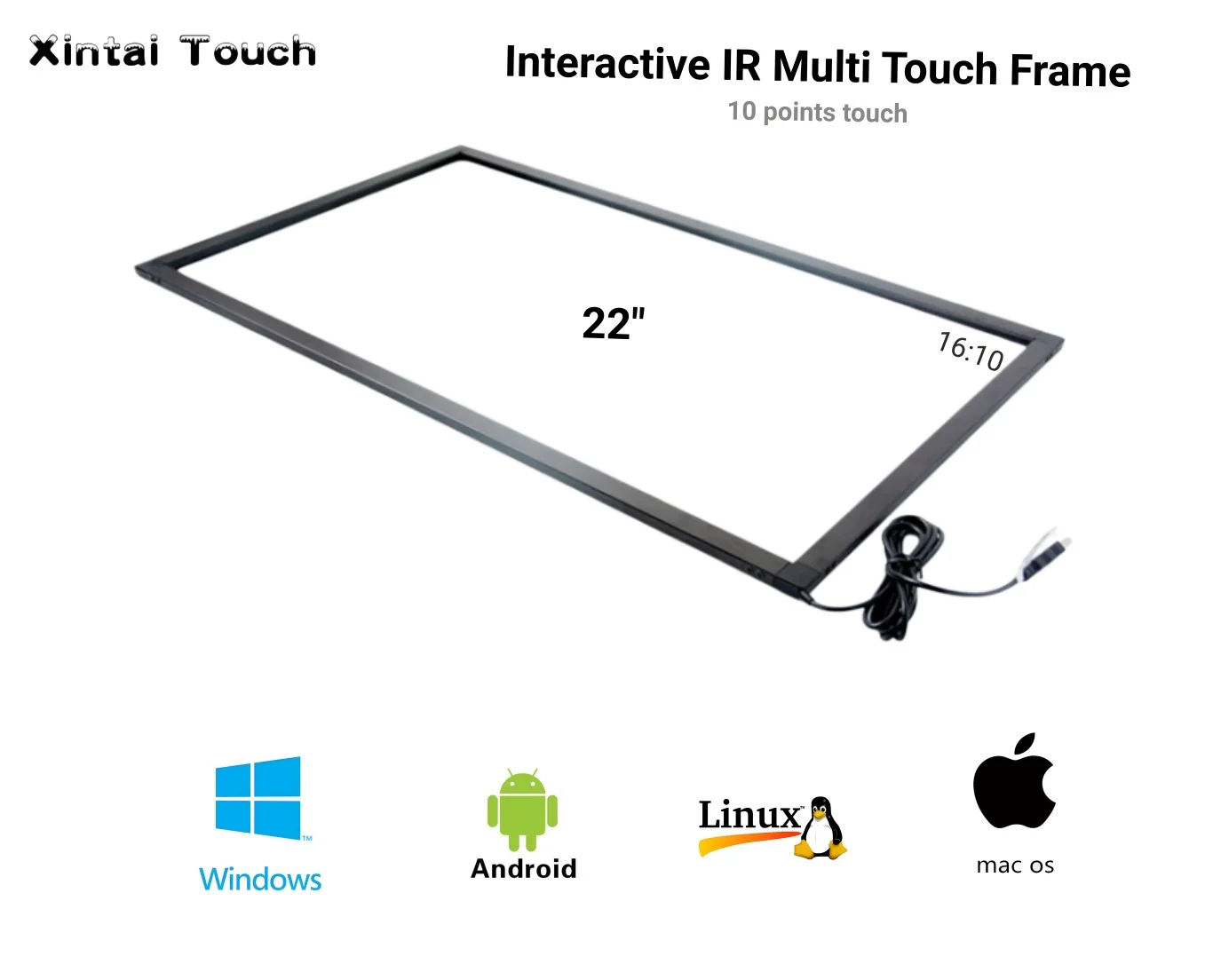 22 inch 10 Point Multi-Touch Infrared Touch Frame, ir Touch Panel, Infrared Touch Screen Overlay Without Glass