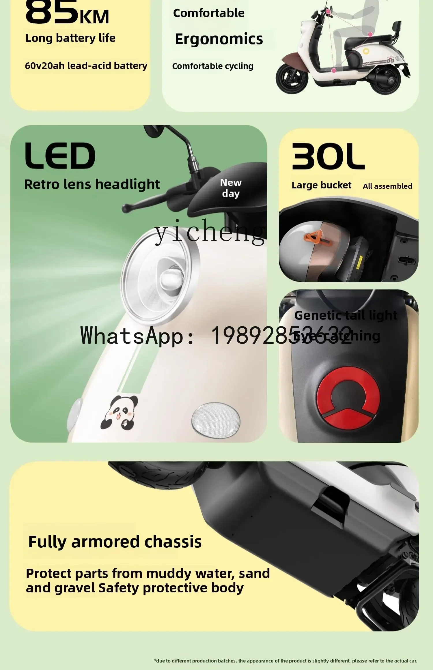 AB  Electric Vehicle 60V Women's Adult Commuter Battery Car Turtle King Electric Moped