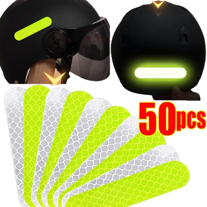 10-50pcs Motorcycle Helmet Reflective Strips Night Safety Driving Warning Sticker General Car Motorcycle Decorative Stickers