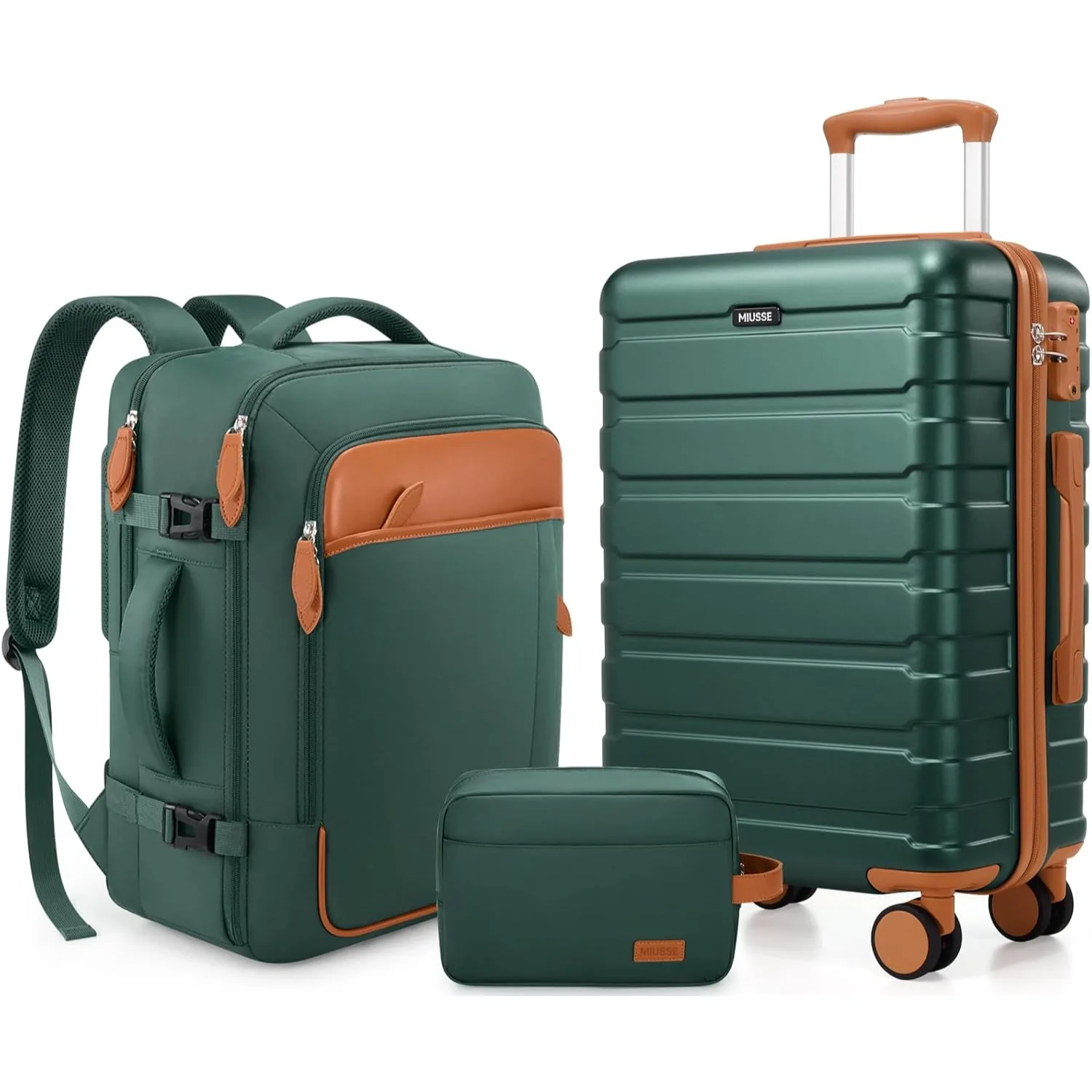 

3 Piece Luggage Set with 20" Hardshell Carry On, TSA Lock & YKK Zippers, Spinner Wheels for Travel