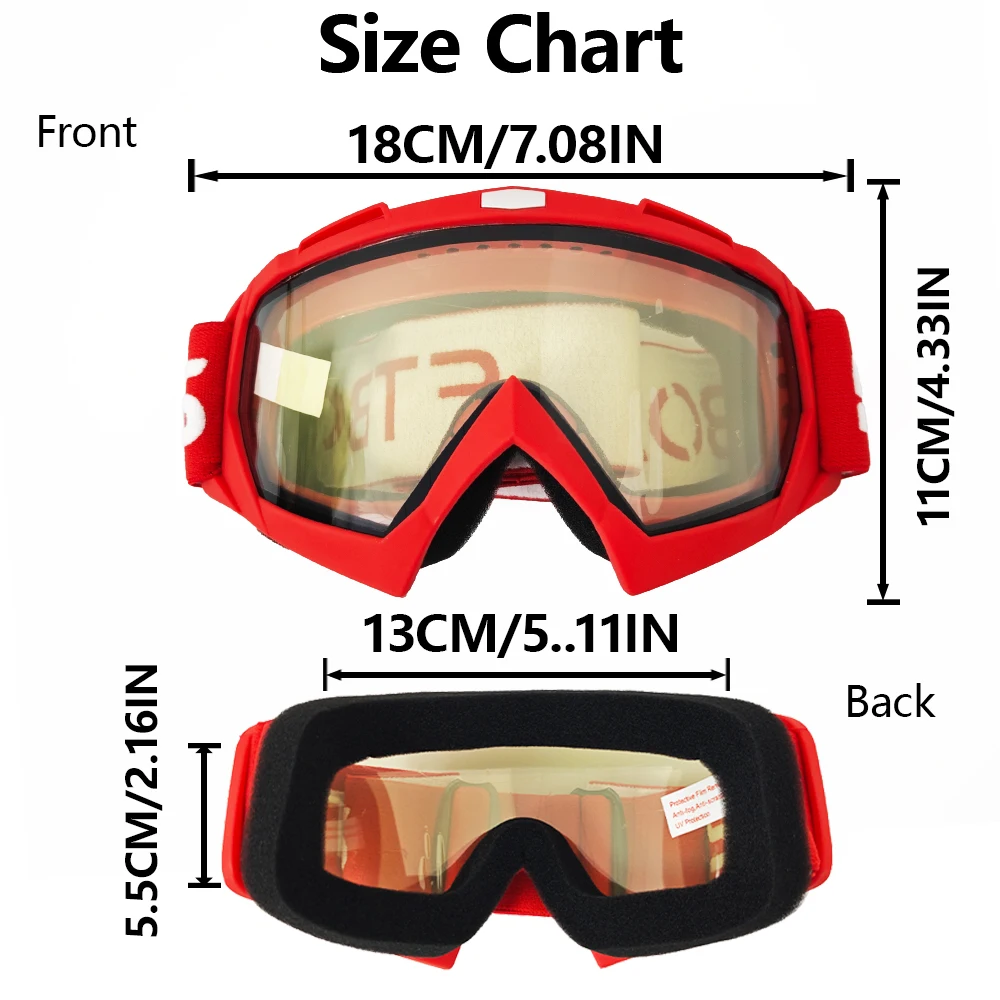 Large Visual Range Adult Winter Sports Eyewear Usable At Night, With Double Layer Anti Fog & UV Protection Ski Motocross Goggles