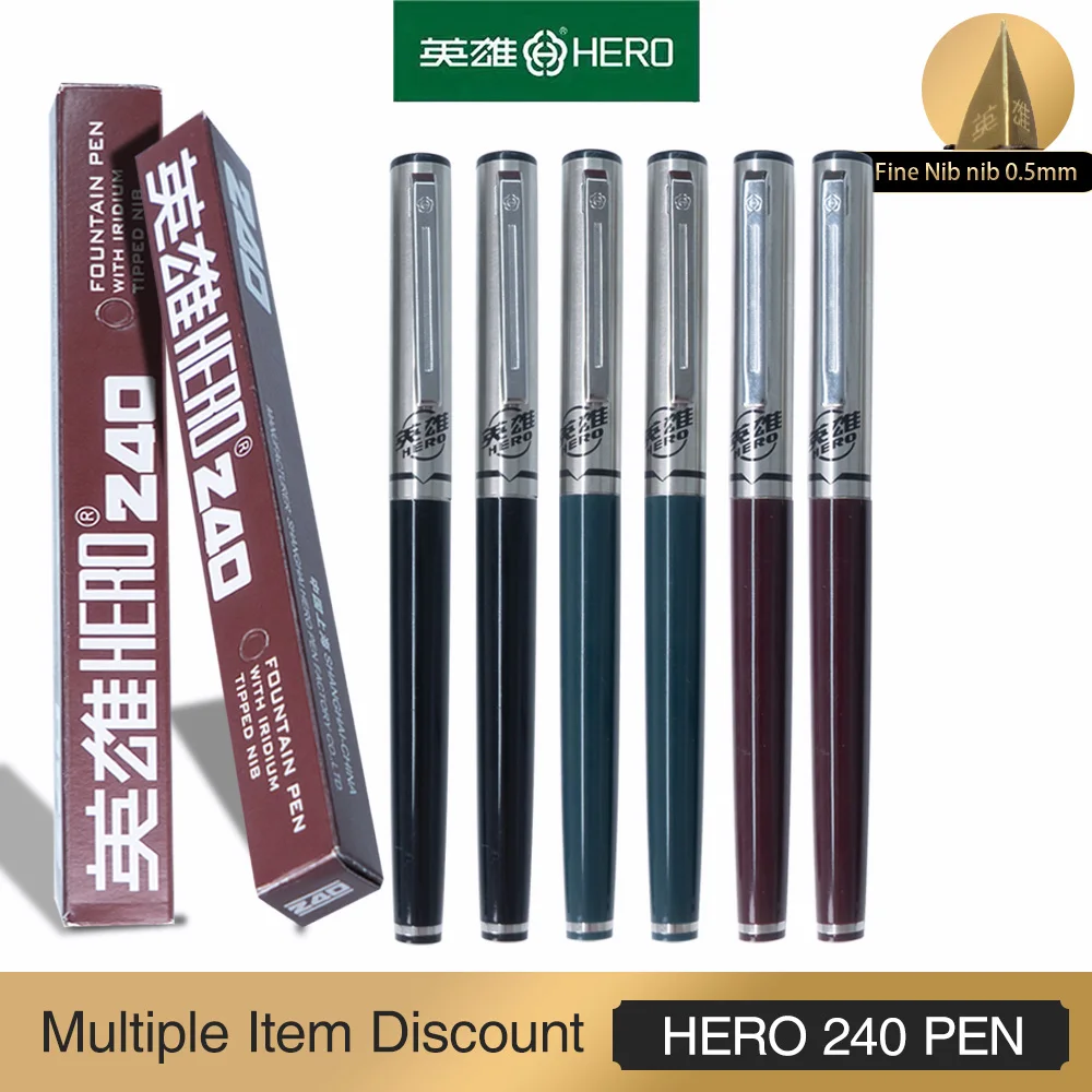 

Перьевая ручка Hero 240 в стиле ретро, классический дизайн, тонкий иридиевый наконечник 0,5 мм, гладкое письмо, последовательный поток чернил для ежедневного использования