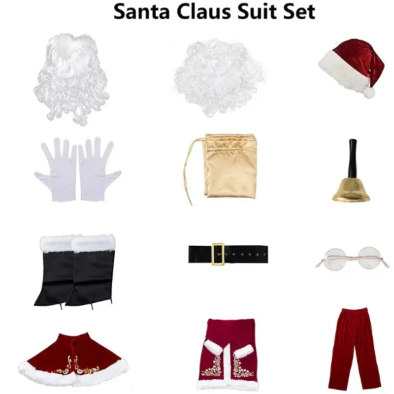 QQ 123 산타클로스 코스프레 의상 고급 크리스마스 드레스 레드 의상 성인 남녀 공용 신년 크리스마스 파티 무대 의상