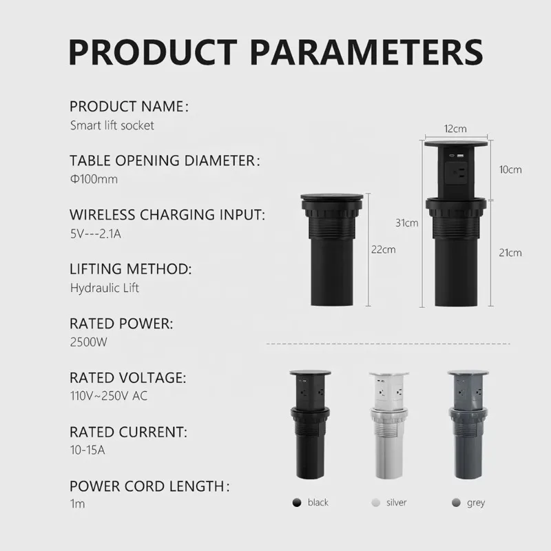

Встроенная выдвижная розетка, стандартная кухонная островная электрическая мощность, ручная гидравлическая амортизирующая подъемная настольная розетка