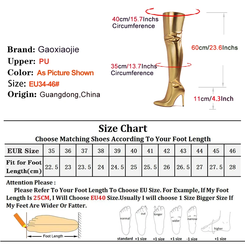 Women Pointed Toe Thigh High Boots Stage Show Back Zipper Heels Over The Knee Boots 2024 Autumn Winter Female Shoes Plus Size 46