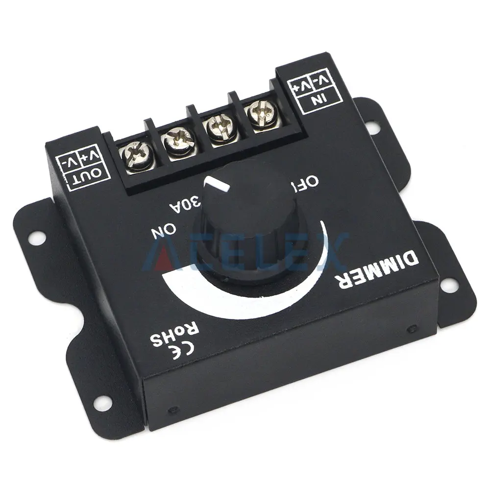 LED Dimmer Adjustable Brightness Lamp Bulb Strip Driver Single Color Light Power Supply Controller 30A DC 12V 24V 360W