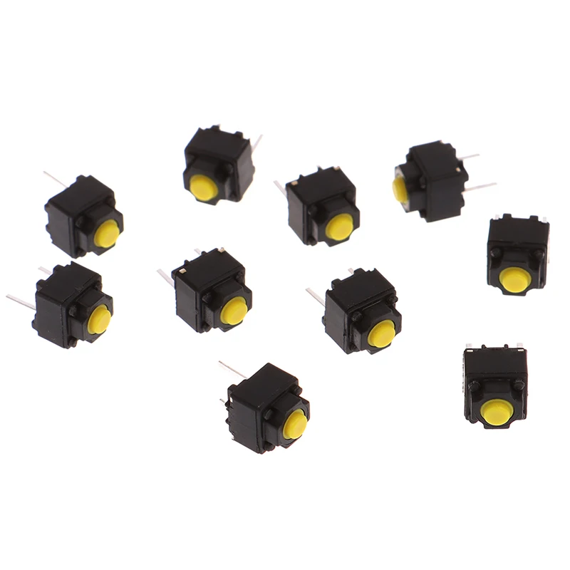 10pcs Mute Button Silent Switch Wireless Mouse Wired Mouse Button Micro Switch Yellow Push Button Switch 6*6*7.3mm