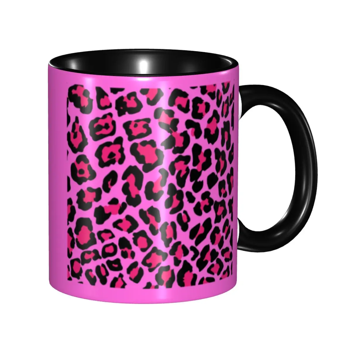 Hot Pink Leopard Print Mug Funny Ceramic Coffee Cups Tea Mugs Milk Cup Drinkware Gifts for Friends DIY Custom