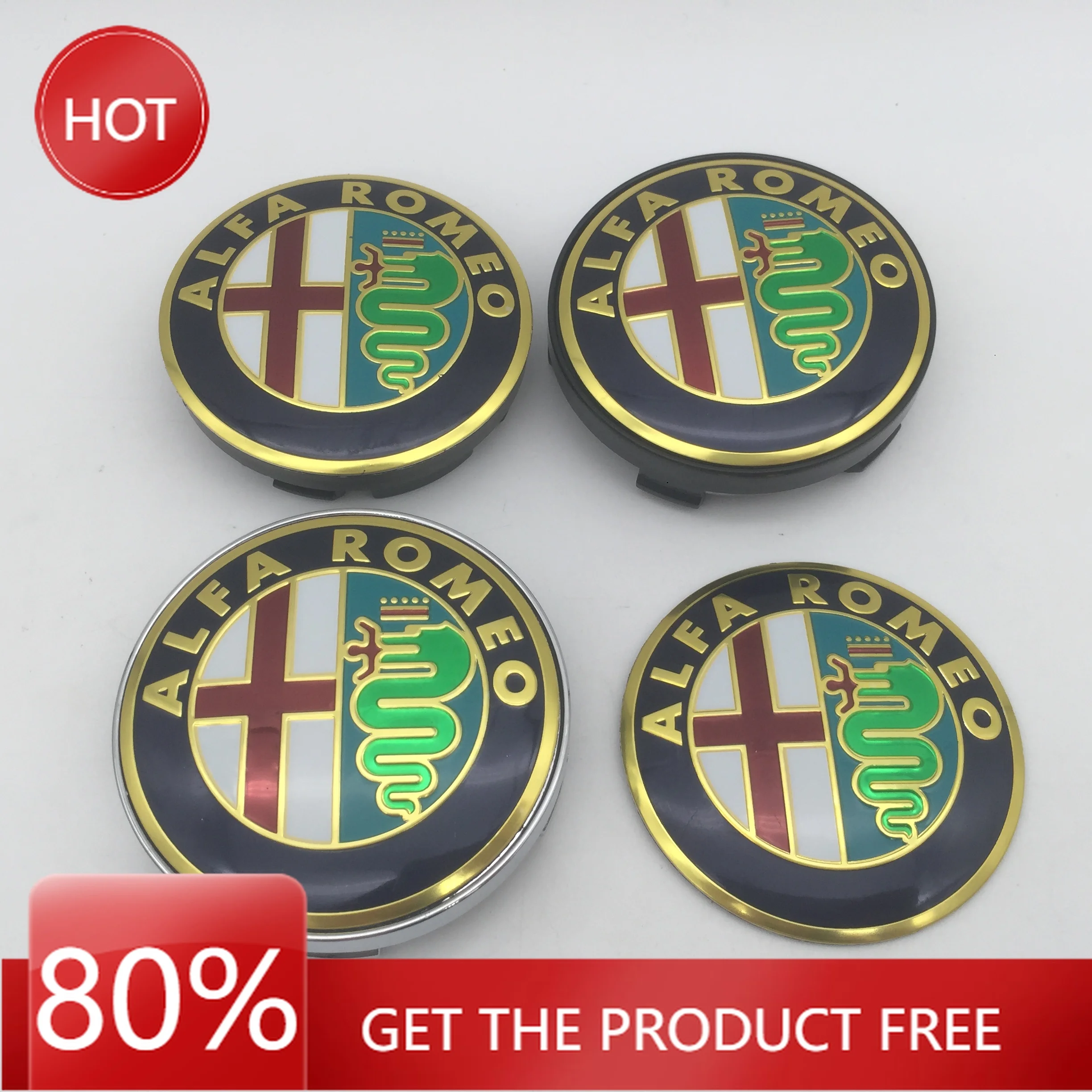 Hub Caps 4pcs 56mm 60mm 68mm ForAlfa Romeo 147 156 159 Car Wheel Hub Center Cap Emblem Badge Covers Sticker Decals Styling Acces