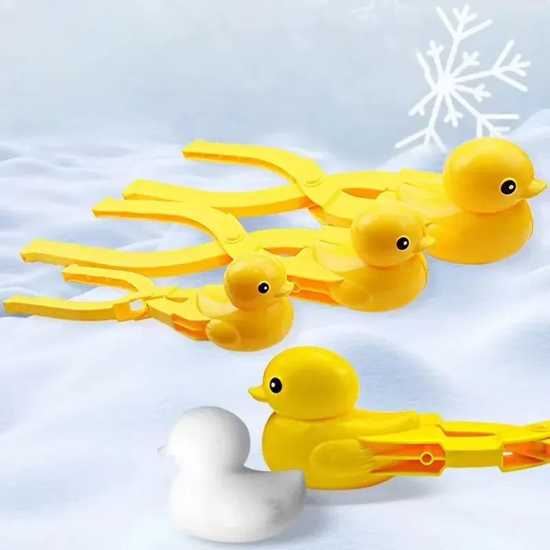 3pcs Duck Shaped Snow Ball Making Clip For Children's Outdoor Plastic Winter Snow Ball Making Mold For Children's Fun Sports