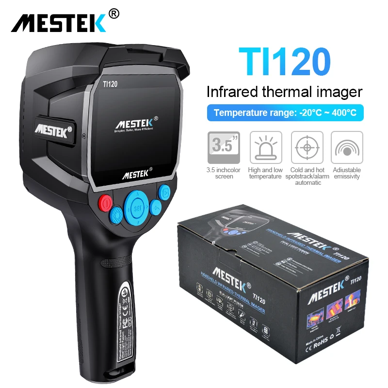 Mestek Thermal Imager -20~400C Color Display Dual Infrared Visible Light Imaging Camera Automatic Tracking USB Thermometer Alarm