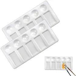 1/2/6pcs Watercolor Paint Palette 10 Wells Rectangle Artist Paint Palette Mixing Tray for Watercolor Gouache Acrylic Painting