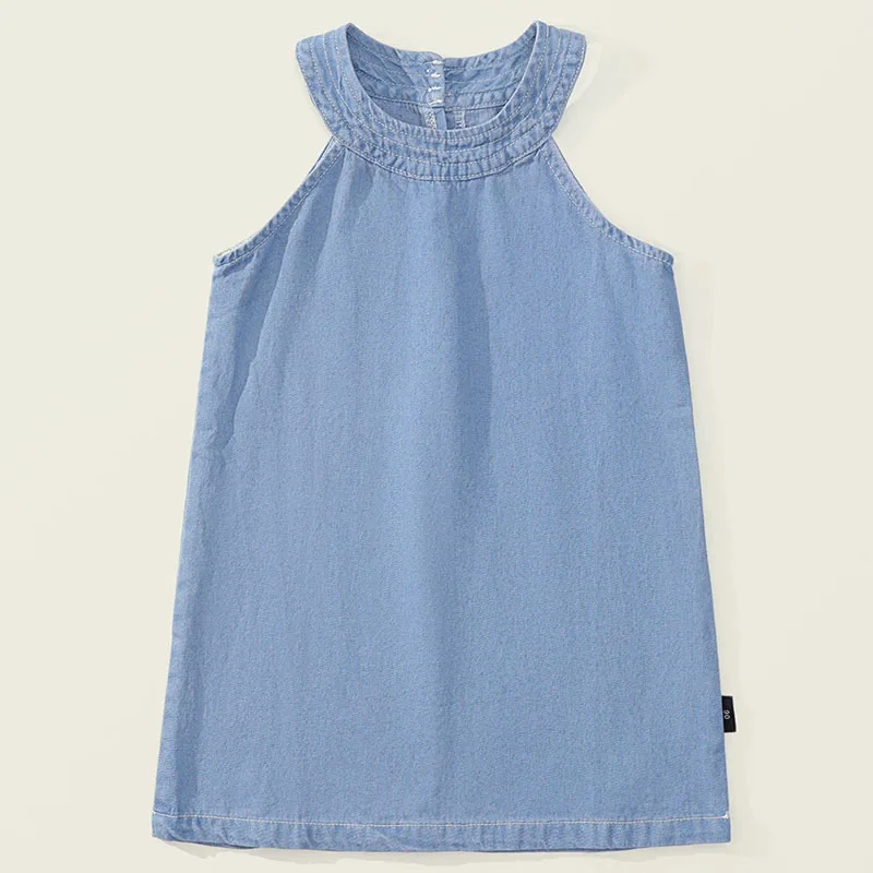 

2025 Summer Children Clothes Girls Korean Fashion Sleeveless Denim Toddler Dress Baby Luxury Dresses Boutique Kids Clothing B040