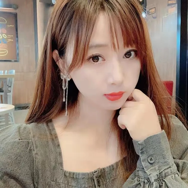 أقراط شرابة بإبرة من الفضة S925 ، أقراط تنحيف الوجه البسيطة الراقية ، عصرية ، جديدة ، بالجملة