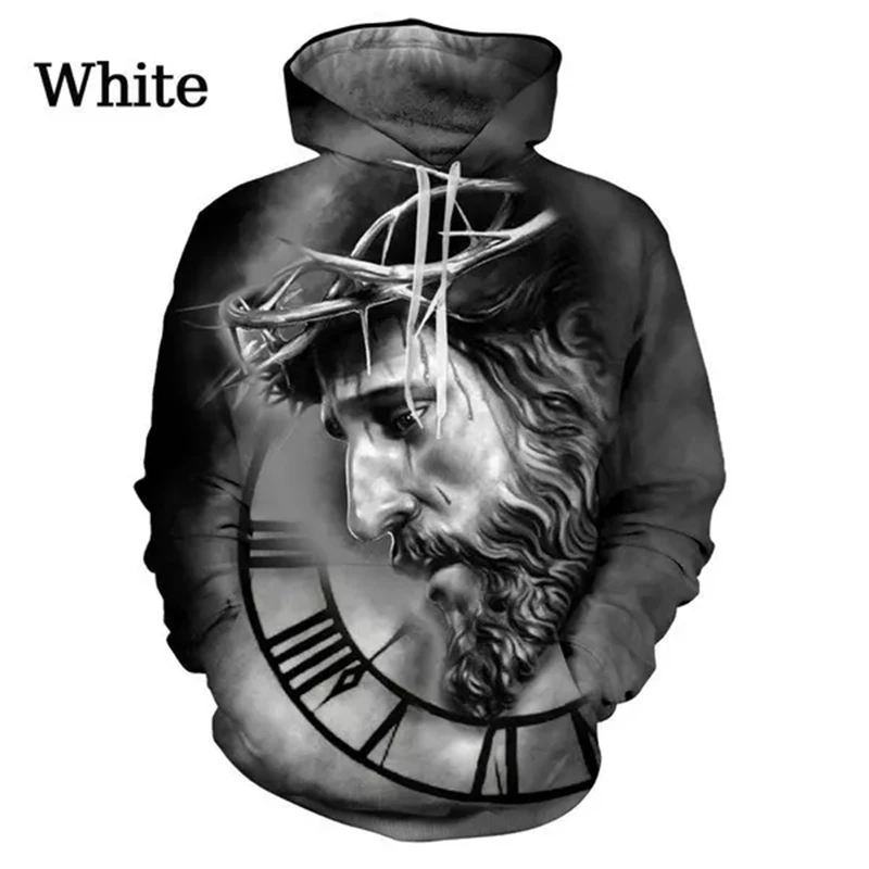 Christian Men Women Fashion Black Hoodies Cross Jesus 3d Printed Hooded Sweatshirt Unisex Fashion Long Sleeve Streetwear Tops