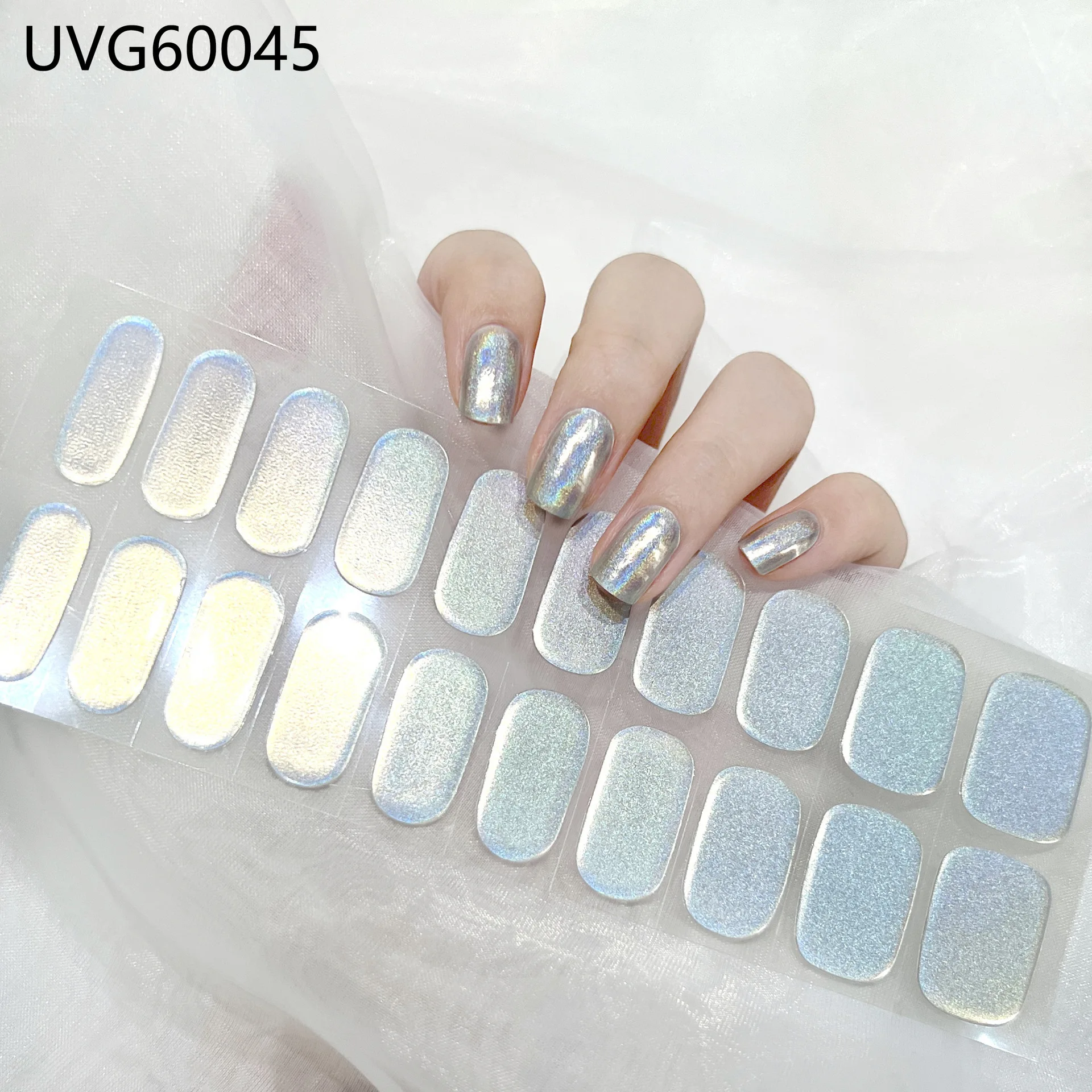 Semi Cured Gel Nail Strips Nail Gel UV Sticker Cured Chameleon Nail Gel Polish Wraps Full Cover Long Lasting Finger Nail Decals