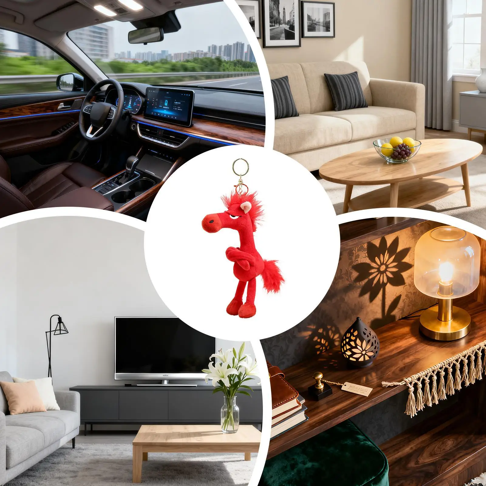 Porte-monnaie cheval en peluche douce, breloque de dessin animé, souvenir individuel léger, année 2026 du cheval, porte-clés pour la famille et les amis