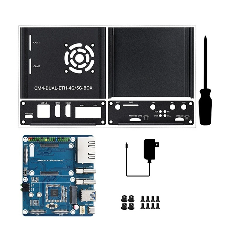 Placa de expansión de puerto Ethernet Gigabit Dual para Raspberry Pi CM4, módulo de computación con funda