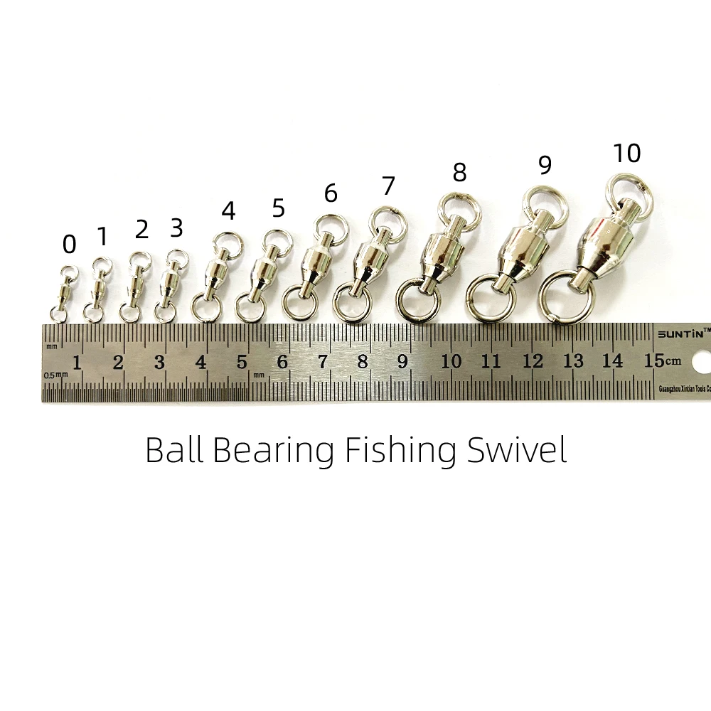 DNDYUJU 10PCS Ball Bearing Swivels Fishing Connector High Strength Rolling Swivel Stainless Steel Solid Ring Fishing Accessories