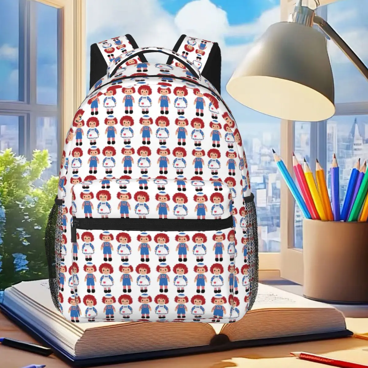 Raggedy Ann e Raggedy Andy, mochila vintage para estudantes, bolsa escolar para crianças, bolsa de ombro para computador, para homens e mulheres
