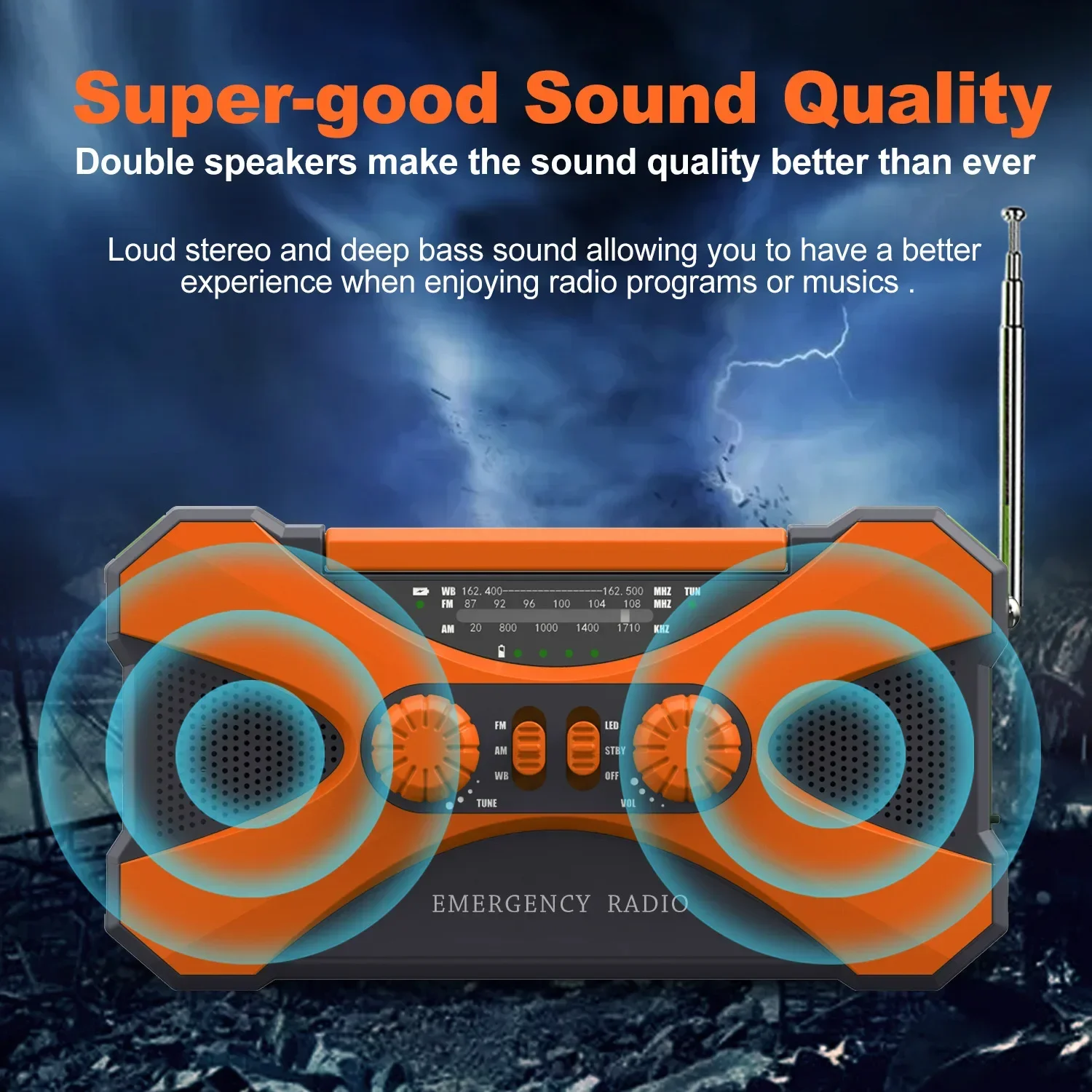 

10000mAh Multifunctional Radio Hand Crank Solar USB Charging FM AM WB NOAA Weather Radio Emergency LED Flashlight Torch Power