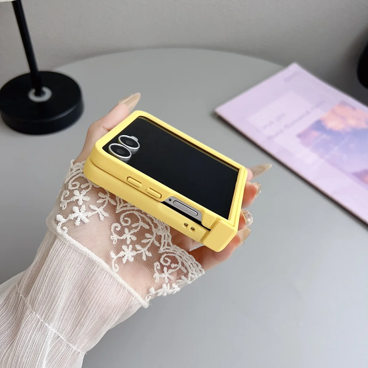 Official Bright Candy Color Phone Case For Samsung Galaxy Z Flip 7 6 5 4 3 Luxury Hinge Central Axis Protect Shockproof PC Cover